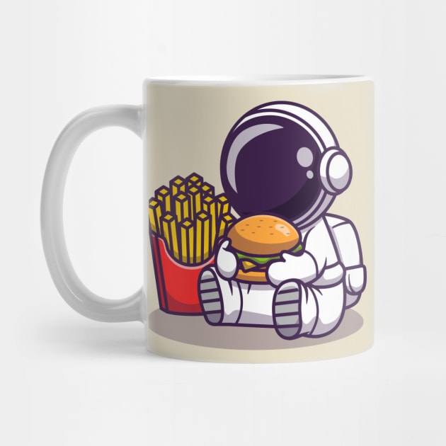 Cute Astronaut Eat Burger With French Fries by Catalyst Labs